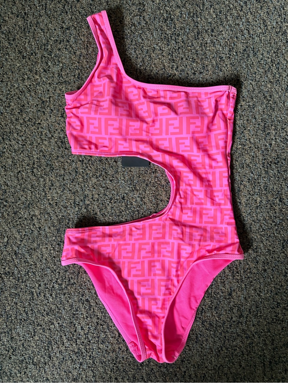 Fendi Pink One-Shoulder Cutout One-Piece Swimsuit